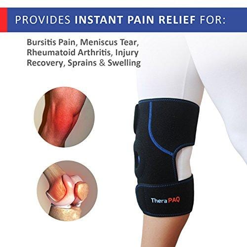 Knee Ice Pack Wrap by TheraPAQ: Hot & Cold Therapy Knee Support Brace - Reusable Compression Sleeve for Bursitis Pain Relief, Meniscus Tear, Rheumatoid Arthritis, Injury Recovery, Sprains & Swelling