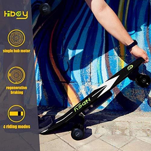 Hiboy S11 Electric Skateboard with Wireless Remote, Longboard Single Hub Motor, Light Weight 7.94LBS, Top Speed 12.4MPH, Range 7 Miles, for Youths and Students(Upgraded Version)