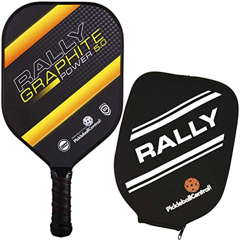 Pickleball Paddle - Rally Graphite Power 5.0 | Honeycomb Core, Graphite/Poly Hybrid Composite Face | Paddle Cover Included | Yellow/Standard Grip