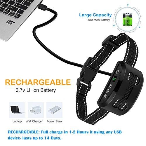 Bark Collar, Rechargeable Anti Dog Bark Collar 7 Adjustable Sensitivity Intensity Levels Harmless Bark Collars Small Medium Large Dog