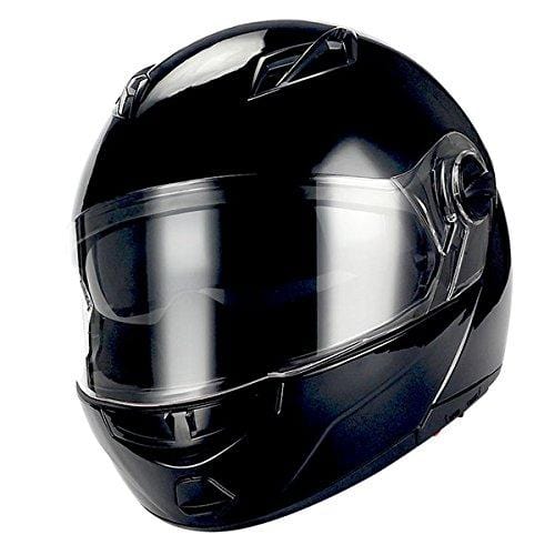1Storm Commander Motorcycle Modular Full Face Helmet Flip up Dual Visor/Sun Shield; Glossy Black