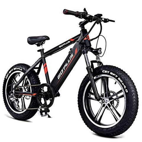 Goplus 20" Electric Mountain Bike Bicycle E-Bike Fat Tire 17MPH Max Speed with Removable 48V 350W Lithium Battery, Charger and Shimano Speed Shifter