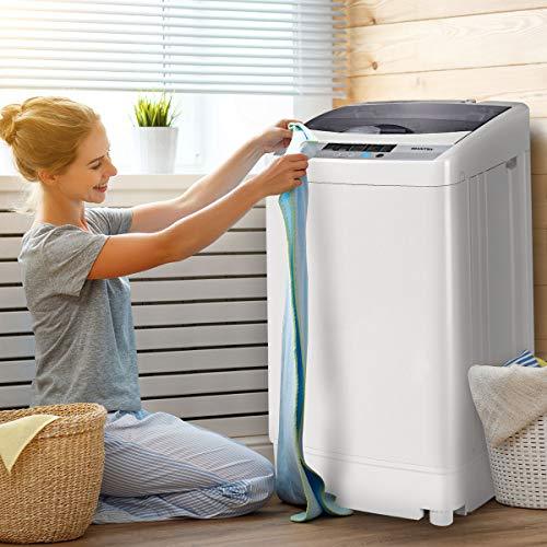 Giantex Full-Automatic Washing Machine Portable Compact 1.6 Cu.ft Laundry Washer Spin with Drain Pump, 10 programs 8 Water Level Selections with LED Display 10 Lbs Capacity