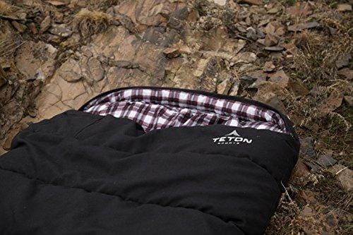 TETON Sports Outfitter XXL Sleeping Bag; Warm and Comfortable Sleeping Bag Great for Camping Even in Cold Seasons; Storage Duffle Bag Included; Black, Left Zip