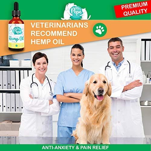 Mr. PePe Full Spectrum Hemp Oil for Dogs & Cats Peanut Butter Flavor 250mg - Organic Pain Relief, Stress & Anxiety Support, Calming Treats, Hip and Joint Health - High in Omega 3,6,9 - Made in USA