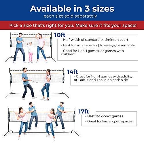 Boulder Portable Badminton Net Set - 10-FT Mini Net for Tennis, Soccer Tennis, Pickleball, Kids Volleyball - Easy Setup Nylon Sports Net with Poles - for Indoor or Outdoor Court, Beach, Driveway