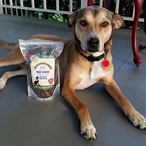 Green Butterfly Brands Organic Grain Free Dog Treats - Made in USA Only - All Natural, Meaty Beef Sticks - Premium Slow Roasted American Beef - Grass Fed, Farm Raised - Crunchy & Delicious - Dogs Love