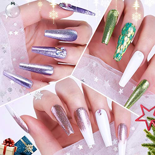 Makartt Glitter Gel Nail Polish Set, 6 Colors Fall Silver Rose Gold Purple Blue Green Holographic Gel Nail Polish, Sparkle Gel Polish Set for Women Home and Salon Use, P-32
