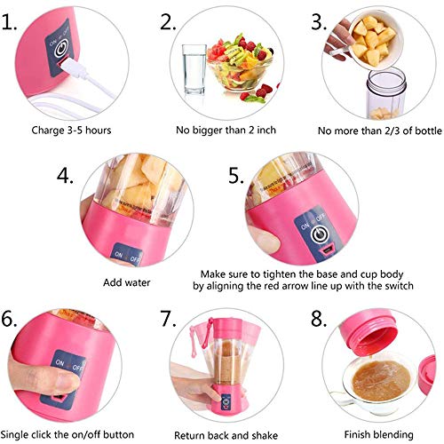 Portable Mini Blender,Personal Size Fruit Mixer,Smoothies Blender Cordless,USB Rechargeable,Bpa-Free,for Juices, Shakes and Smoothies