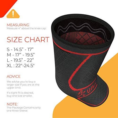 UFlex Athletics Knee Compression Sleeve Support for Running, Jogging, Sports - Brace for Joint Pain Relief, Arthritis and Injury Recovery - Single Wrap (X-Large)