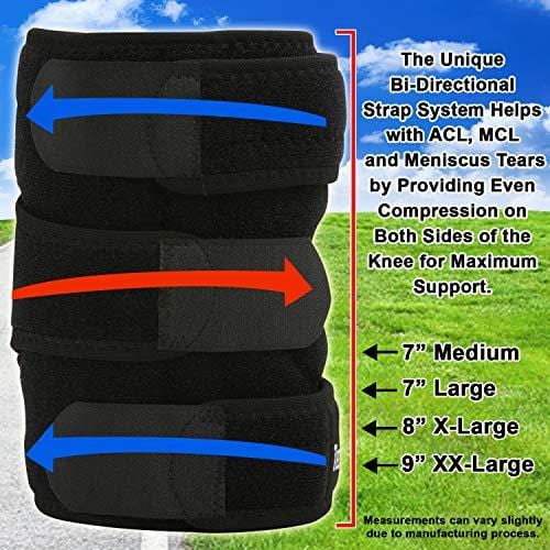 TechWare Pro Knee Brace Support - Relieves ACL, LCL, MCL, Meniscus Tear, Arthritis, Tendonitis Pain. Open Patella Dual Stabilizers Non Slip Comfort Neoprene. Adjustable Bi-Directional Straps - XXL