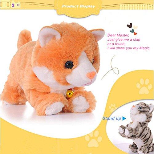 Smalody Plush Cat Walking Pet Sound Control Electronic Cat Interactive Toys Electronic Pets Robot Cat Stand Walk Electronic Toys Best Gift for Girls Baby Children (White)