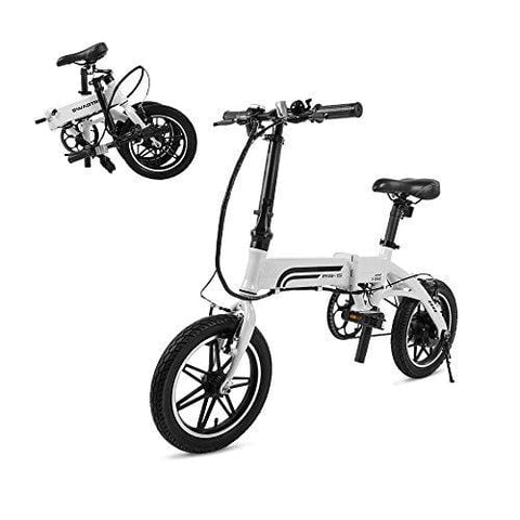 Swagtron Swagcycle EB-5 Lightweight & Aluminum Folding Ebike with Pedals, White, 58cm/Medium