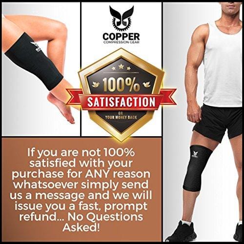 Copper Recovery Knee Sleeve/Knee Brace - #1 Premium FIT Copper Knee Compression Sleeve - 100% Guaranteed Support Wrap/Sleeve/Stabilizer for Women and Men - 1 Sleeve (Large - Single)