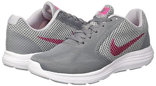NIKE Ladies Revolution 3 Running Shoes - Cool Grey/Deadly Pink-Wolf Grey-White, 8.5 M US