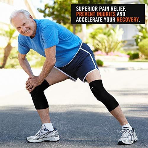 Mava Sports Knee Support Sleeves (Pair) for Joint Pain & Arthritis Relief, Improved Circulation Compression – Support for Running, Jogging,Workout, Walking & Recovery (All Black, XXLarge)