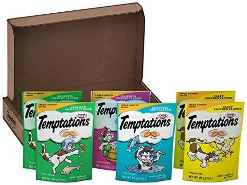 TEMPTATIONS Classic Cat Treats Feline Favorites Variety Pack, (6) 3 oz. Pouches