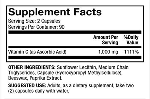 Dr. Mercola Liposomal Vitamin C Dietary Supplement, 1,000mg per Serving, 90 Servings (180 Capsules), Immune Support, Non GMO, Soy Free, Gluten Free