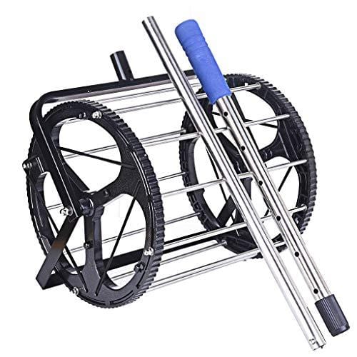 XGao Tennis Golf Ball Picker Baseball Collector Pick Up Over 55 Balls 2-in-1 Ball Hopper Retriever Unique Mower Collector Box Trainer with Lockable Lid Durable Convenient Heavy Duty (Black)