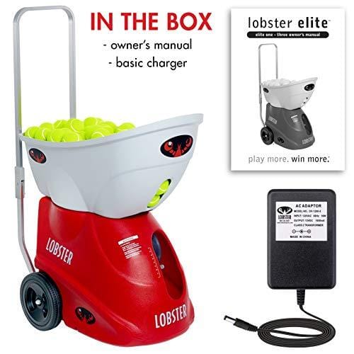 Lobster Sports – Elite Three Tennis Ball Machine – Triple Oscillation – Dual and Two-Line Oscillation – Lightweight – 4- to 8-Hour Battery Life – 60-Degree Lobs – Optional Accessories – 42 Lbs.