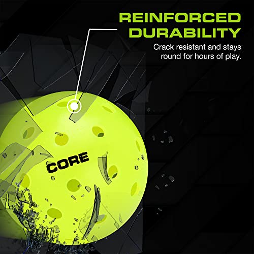 CORE Pickleball Balls - 40 Hole Outdoor Pickleball Balls - Indoor Pickleballs USA Pickleball Approved - Pickleball Outdoor Balls