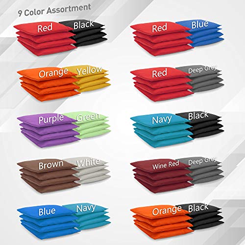 JBM Cornhole Bag (Pack of 8) Weather Resistant Cornhole Bags with Recycled Plastic Pellets for Tossing Corn Hole Game - Free Carrying Bag Included (Red & Black, 14 oz/Pack of 8)