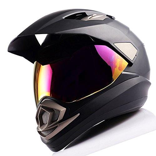 Dual Sport Helmet Motorcycle Full Face Motocross Off Road Bike Matt Black