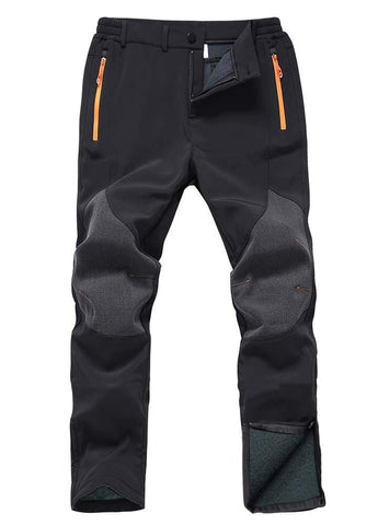 Gash Hao Mens Snow Ski Waterproof Softshell Snowboard Pants Outdoor Hiking Fleece Lined Zipper Bottom Leg (Black, 36W - 34L)