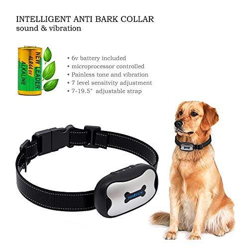 POP VIEW Dog Anti Bark Collar, Small, Medium, Large Dogs, 7 Adjustable Levels with Sound and Vibration, No Shock, Harmless & Humane, Stops Dogs Barking