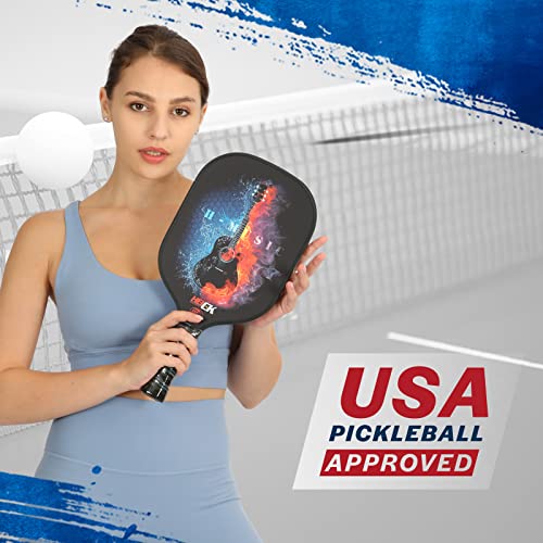 HEICK Pickleball Paddle with Spin Grit,USA Pickleball Approved,for Beginner to Advanced Player,Fiberglass Face,Polypropylene Honeycomb Core,5”Handle,US Major Brand OEM Factory Direct Sales H-MusicG2