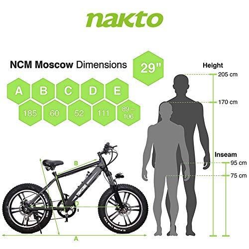 NAKTO 350W Electric Bicycle Mountain E-Bike Shimano 6 Speed Gear with Smart Multi Function LED Anti-Light Digital Dashboard,Removable and Waterproof Builtin 36V 10A Lithium Battery