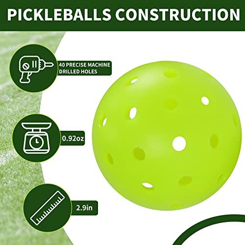 Pickleballs, 40 Holes Outdoors Pickleball Balls, 4/12/30 Pack of Pickle Balls Standard, High Elasticity & Durable Pickle Balls for All Style Pickleball Paddles (30pcs Rotational Molding Pickleballs)
