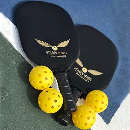 Pickleball Paddle Set Of 2 - Graphite Pickleball Racket + 4 Pickle Balls - Composite Fiberglass Pickleball Paddles Bundle Honeycomb Core Pickle Ball Racket - Best Pickleball Racquet Game Sets + Cover