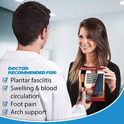 POWERLIX Ankle Brace Compression Support Sleeve (Pair) for Injury Recovery, Joint Pain and More. Plantar Fasciitis Foot Socks with Arch Support, Eases Swelling, Heel Spurs, Achilles Tendon