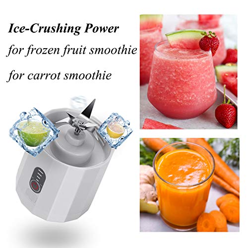 Personal Portable Blender with 480ml Travel Bottle, USB Rechargeable Single Served Smoothie Blender Six Blades in 3D Superb Mixing Personal Size Mixer Fruit Juicer Blender for Shakes and Smoothies