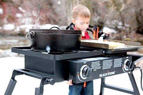 Blackstone Grills Tailgater - Portable Gas Grill and Griddle Combo - Barbecue Box - Two Open Burners â€œ Griddle Top - Adjustable Legs - Camping Stove Great for Hunting, Fishing, Tailgating and More