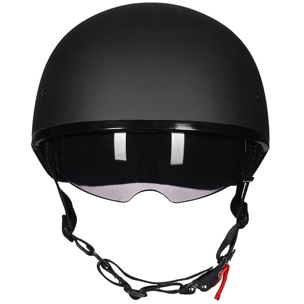 ILM Motorcycle half Helmet with Sunshield Quick Release Strap Half Face Fit for Bike Cruiser Scooter Harley DOT Approved (L, Matte Black)