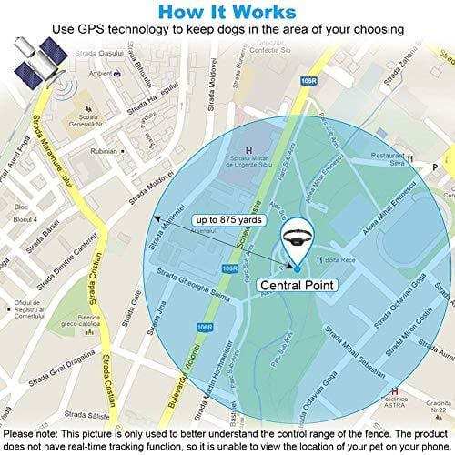 AngelaKerry Wireless Dog Fence System with GPS, Outdoor Dog Containment System Rechargeable Waterproof Collar 850YD Remote for 15lbs-120lbs Dogs (Black, 1pc GPS Receiver by 1 Dog)