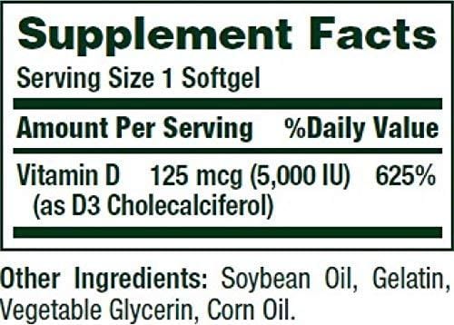 Nature's Bounty Immune Health Vitamin D3 5000 IU, Rapid Release 400 Softgels