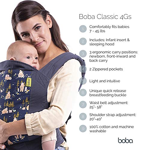 Boba Baby Carrier Classic 4Gs - Dusk - Backpack or Front Pack Baby Sling for 7 lb Infants and Toddlers up to 45 pounds