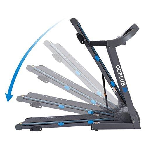 Goplus 2.25HP Electric Folding Treadmill with Incline, Walking Running Jogging Fitness Machine with Blue Backlit LCD Display for Home & Gym Cardio Fitness (Black Jaguar Ⅲ)