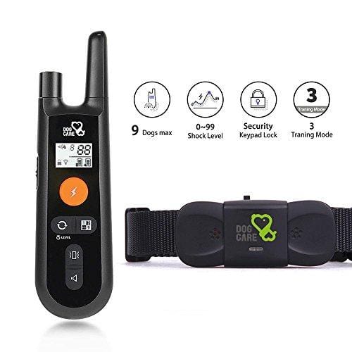 Dog Training Collar - Rechargeable Dog Shock Collar w/3 Training Modes, Beep, Vibration and Shock, 100% Waterproof Training Collar, Up to 1000Ft Remote Range, 0~99 Shock Levels Dog Training Set