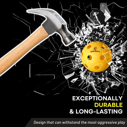 DiimaSports Pickleball Balls Set - USAPA Standard Pack of 6 & 12 (Choose Indoor or Outdoor Pickleball Balls Set) – Perfect for Tournaments (6 Pack, Indoor Sunny Yellow)