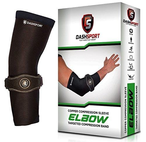 DashSport Copper Tennis Elbow Brace – Copper Compression Elbow Sleeve. Original Elbow System for Complete Support and Pain Relief from Golfer and Tennis Elbow [product _type] DashSport - Ultra Pickleball - The Pickleball Paddle MegaStore