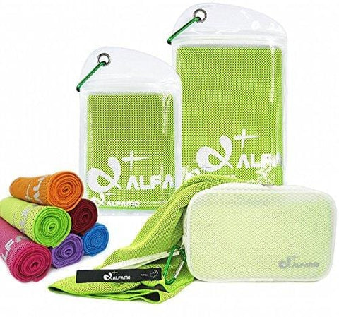 Cooling Towel for Instant Relief - 40" Long As Scarf - XL Ultra Soft Breathable Mesh Yoga Towel - Keep Cool for Running Biking Hiking Golf & All Other Sports, Waterproof Bag Packaging with Carabiner, Green [product _type] Alfamo - Ultra Pickleball - The Pickleball Paddle MegaStore