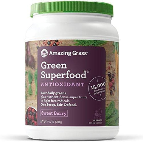 Amazing Grass Green Superfood Antioxidant Organic Powder with Elderberry, Wheatgrass, and 7 Super Greens, Flavor: Sweet Berry,  100 Servings