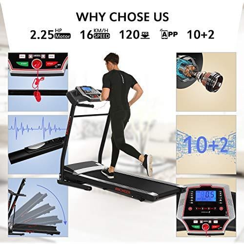 ANCHEER App Control Electric Treadmill (Black_APP Control)