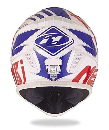 NENKI Motocross Offroad Dirtbike Helmet NK-316 Dot Approved for Mens and Womens,Fiberglass Shell (XL, Blue Red)
