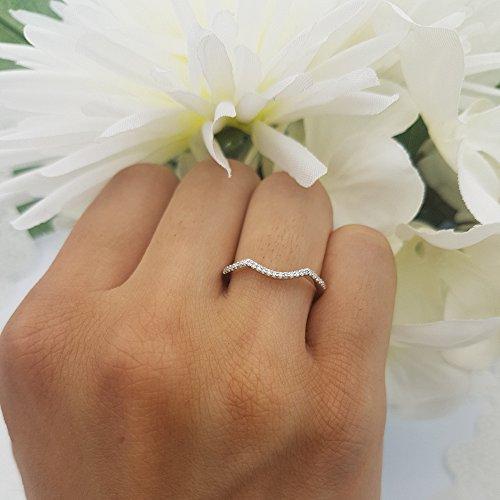 Dazzlingrock Collection 0.12 Carat (ctw) 10K Round Diamond Wedding Stackable Band Contour Guard Ring, White Gold, Size 7