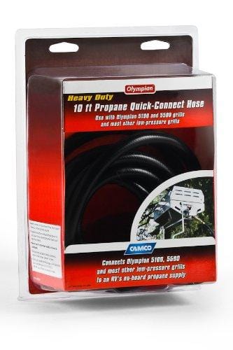 Camco 10ft Heavy Duty Quick-Connect RV Propane Hose, Connects RV Propane Supply with Olympian 5100, 5500 and Other Low Pressure Grills  (57282)
